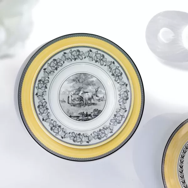 Villeroy &amp; Boch Audun Ferme Salad Plate, 8.5 in, White/Gray/Yellow