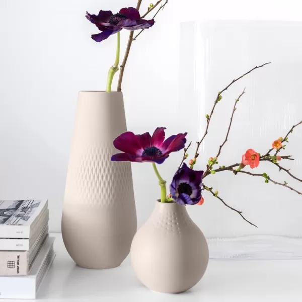 Villeroy &amp; Boch - Manufacture Collier Terre Vase Carre Tall, Stunning vase for chests of Drawers and Decorative Table Spreads, Premium Porcelain, Hand wash