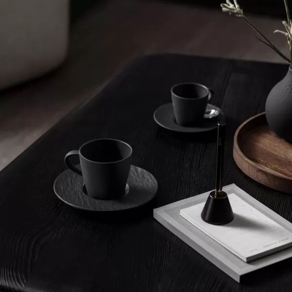 Villeroy &amp; Boch Manufacture Rock Coffee, Elegant Cup Maoffrom Premium Porcelain in a Refreshing Shaofof Black, Dishwasher Safe, 220ml