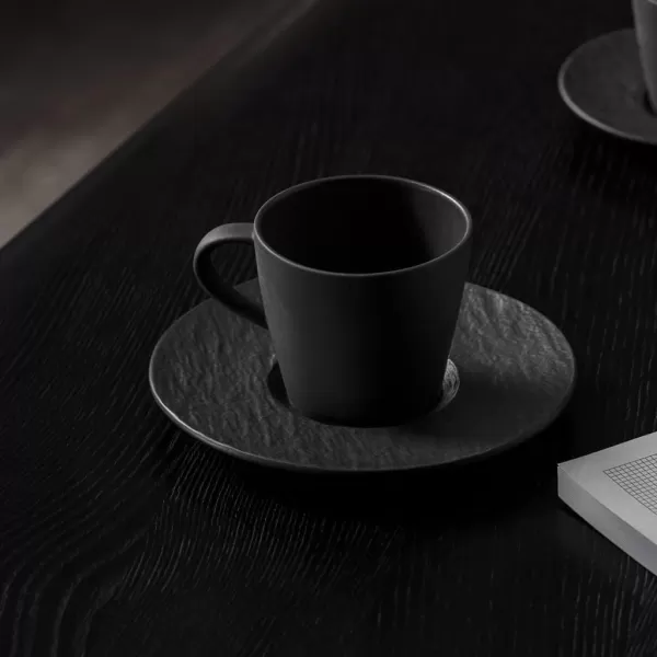 Villeroy &amp; Boch Manufacture Rock Coffee, Elegant Cup Maoffrom Premium Porcelain in a Refreshing Shaofof Black, Dishwasher Safe, 220ml