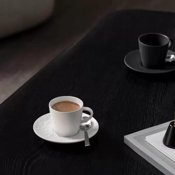 Villeroy &amp; Boch Manufacture Rock Espresso Cup Saucer, 4.75 in, Premium Porcelain, Gray