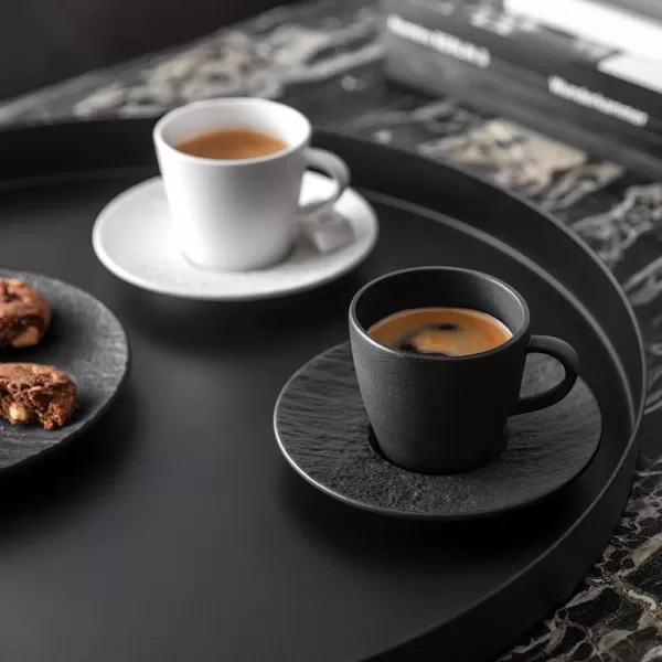 Villeroy &amp; Boch Manufacture Rock Espresso Cup Saucer, 4.75 in, Premium Porcelain, Gray