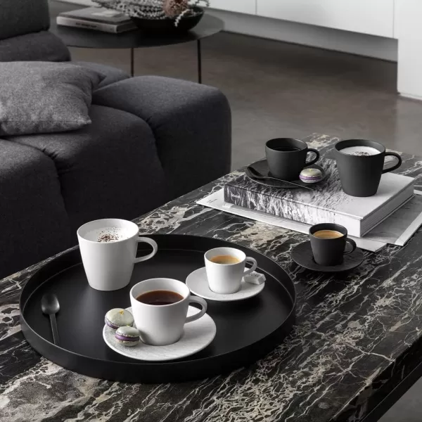 Villeroy &amp; Boch Manufacture Rock Espresso Cup Saucer, 4.75 in, Premium Porcelain, Gray