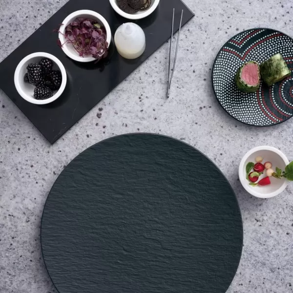 Villeroy &amp; Boch Manufacture Rock Pasta Plate, Premium Porcelain, Made in Germany, Matte Black, 11.5 in, Premium Porcelain