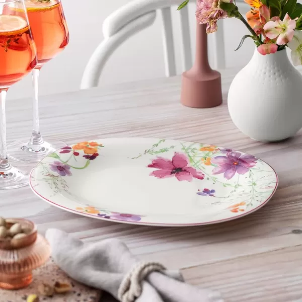 Villeroy &amp; Boch Mariefleur Basic Oblong Dinner Plate, 11.5 x 9.75 in, White/Multicolored
