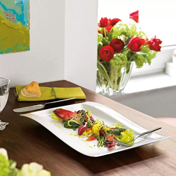 Villeroy &amp; Boch New Wave Large Rectangular Dinner Plate, 15.5 x 9.75 in, White