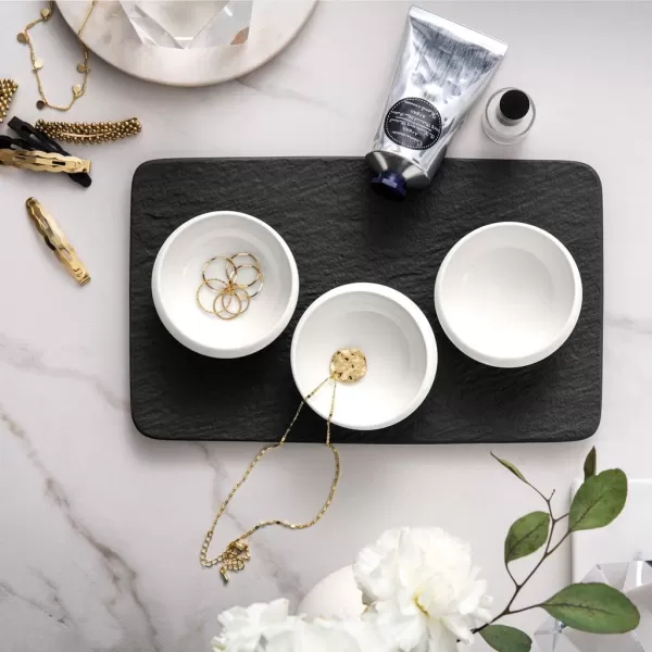Villeroy &amp; Boch - NewMoon set of dip dishes, set of small bowls for dips or finger food, 4 pieces, premium porcelain, white, dishwasher safe, 10-4264-9023