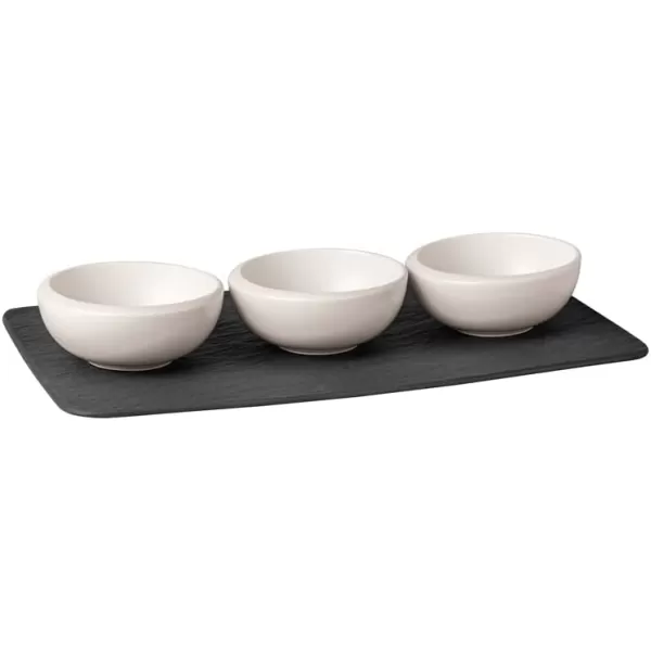 Villeroy &amp; Boch - NewMoon set of dip dishes, set of small bowls for dips or finger food, 4 pieces, premium porcelain, white, dishwasher safe, 10-4264-9023