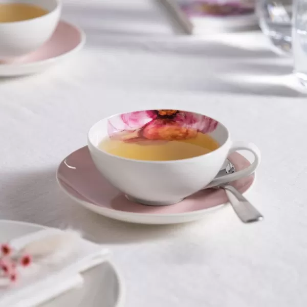Villeroy &amp; Boch - Rose Garden Breakfast Cup Saucer, 18 cm, Premium Porcelain, Pink Saucer