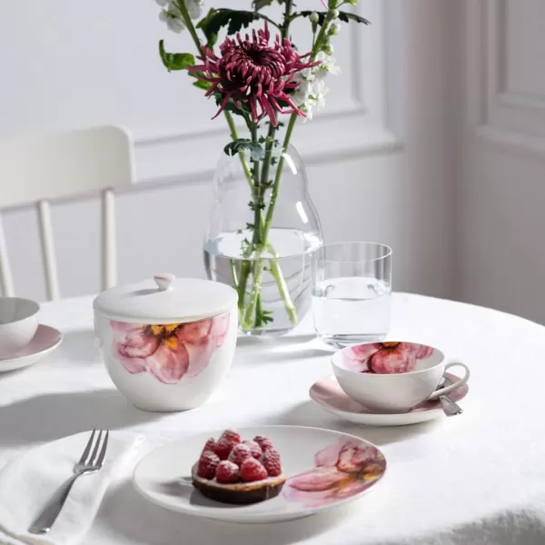 Villeroy &amp; Boch - Rose Garden Breakfast Cup Saucer, 18 cm, Premium Porcelain, Pink Saucer
