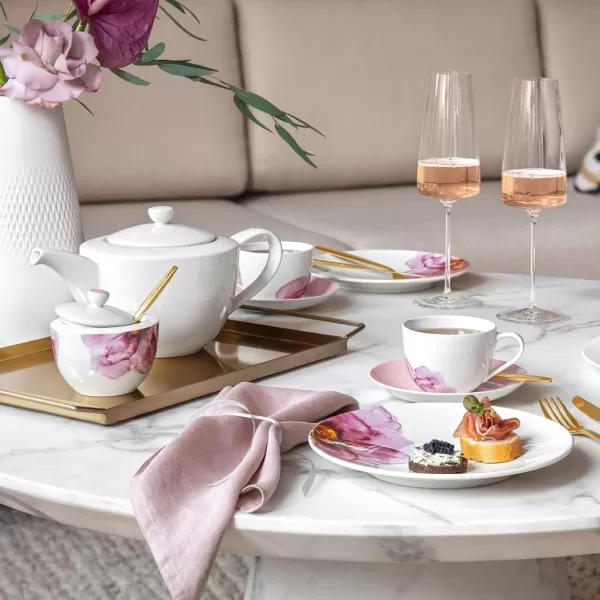 Villeroy &amp; Boch - Rose Garden Breakfast Cup Saucer, 18 cm, Premium Porcelain, Pink Saucer