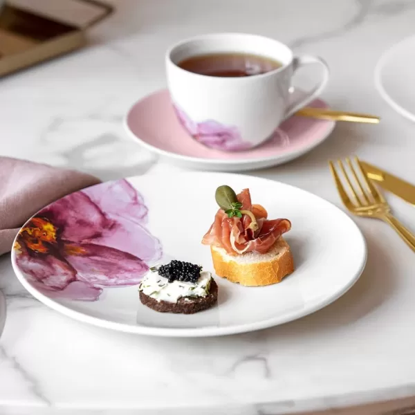 Villeroy &amp; Boch - Rose Garden Breakfast Cup Saucer, 18 cm, Premium Porcelain, Pink Saucer