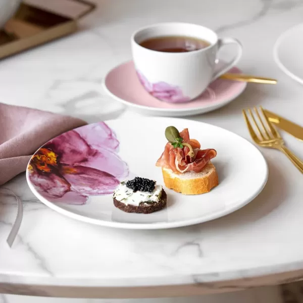 Villeroy &amp; Boch - Rose Garden Porcelain Tableware Set, 8 Pces., Modern Floral Pattern, Breakfast Service for 2 People