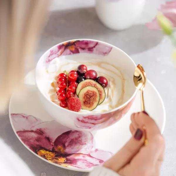 Villeroy &amp; Boch - Rose Garden Porcelain Tableware Set, 8 Pces., Modern Floral Pattern, Breakfast Service for 2 People