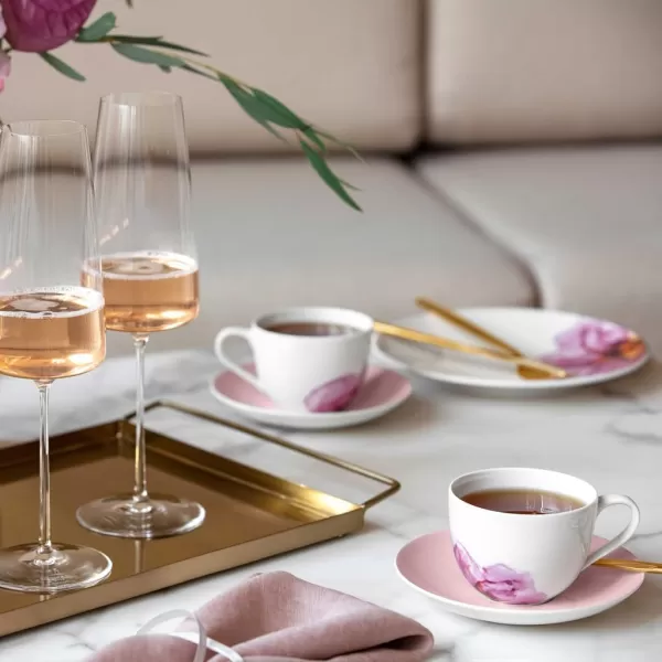 Villeroy &amp; Boch - Rose Garden Porcelain Tableware Set, 8 Pces., Modern Floral Pattern, Breakfast Service for 2 People