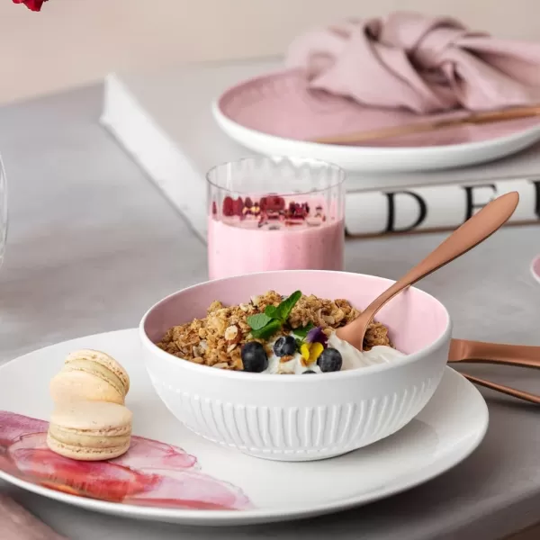 Villeroy &amp; Boch it's my match powder Serving Bowl : Blossom, 10.25 in, Premium Porcelain, White/Pink