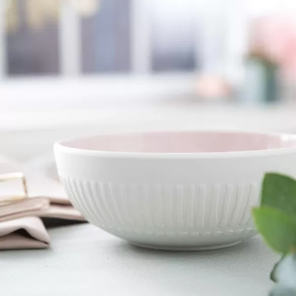 Villeroy &amp; Boch it's my match powder Serving Bowl : Blossom, 10.25 in, Premium Porcelain, White/Pink