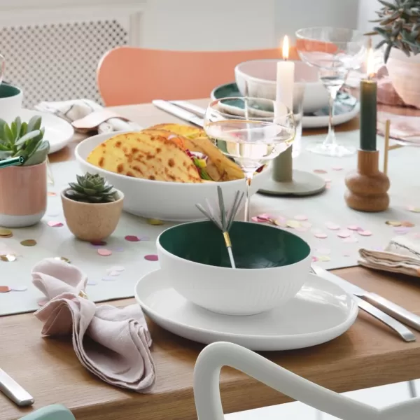 Villeroy &amp; Boch it's my match powder Serving Bowl : Blossom, 10.25 in, Premium Porcelain, White/Pink