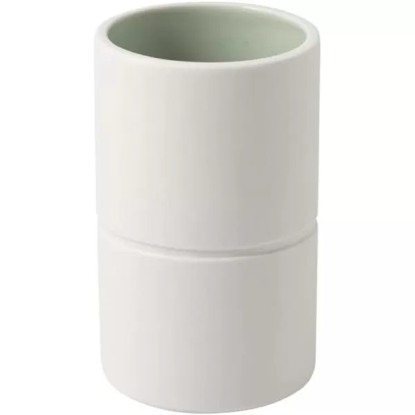 Villeroy &amp; Boch 10-4275-4201 Like Home Mineral Leaf Flowerpot, Beautifully Shaped Premium Porcelain Planter for Your Personal Oasis, Green, White