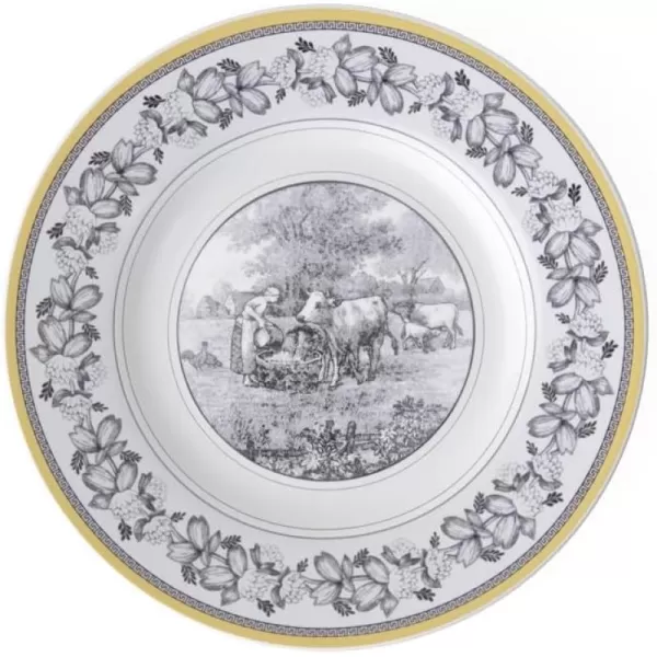Villeroy &amp; Boch Audun Ferme Salad Plate, 8.5 in, White/Gray/Yellow