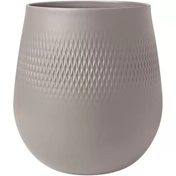 Villeroy &amp; Boch - Manufacture Collier Terre Vase Carre Tall, Stunning vase for chests of Drawers and Decorative Table Spreads, Premium Porcelain, Hand wash