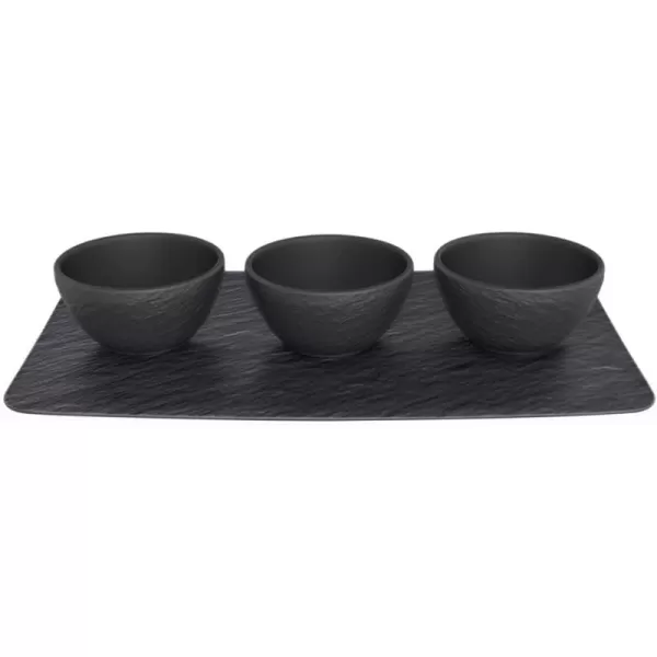 Villeroy &amp; Boch Manufacture Rock 4-Piece Elegant Bowl Set for Dips and Finger Food, Premium Porcelain, Dishwasher Safe