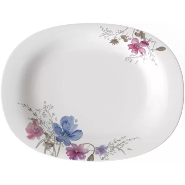 Villeroy &amp; Boch Mariefleur Basic Oblong Dinner Plate, 11.5 x 9.75 in, White/Multicolored