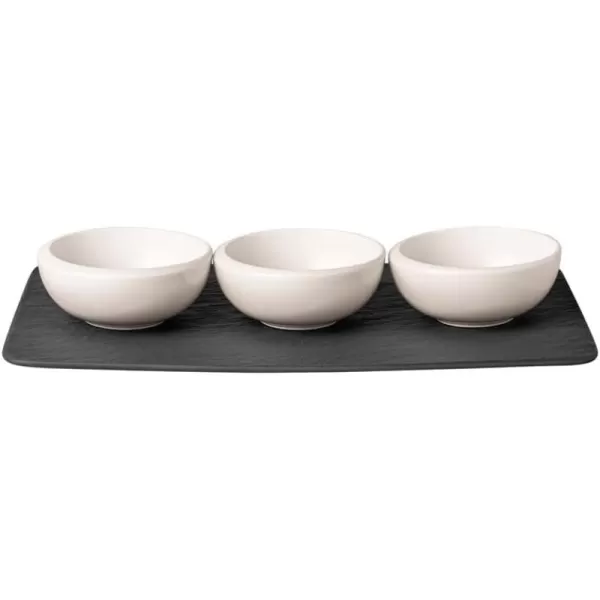 Villeroy &amp; Boch - NewMoon set of dip dishes, set of small bowls for dips or finger food, 4 pieces, premium porcelain, white, dishwasher safe, 10-4264-9023