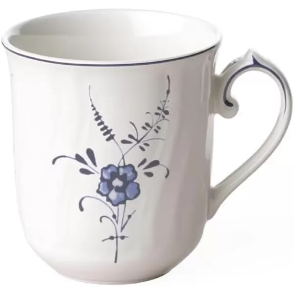 Villeroy &amp; Boch Vieux Luxembourg Mug, 10 oz, Premium Porcelain, White/Blue