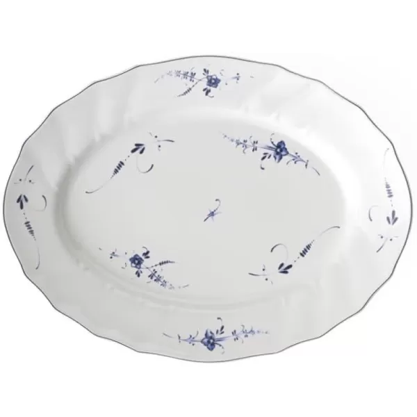 Villeroy &amp; Boch Vieux Luxembourg Oval Platter, 14 in, White/Blue