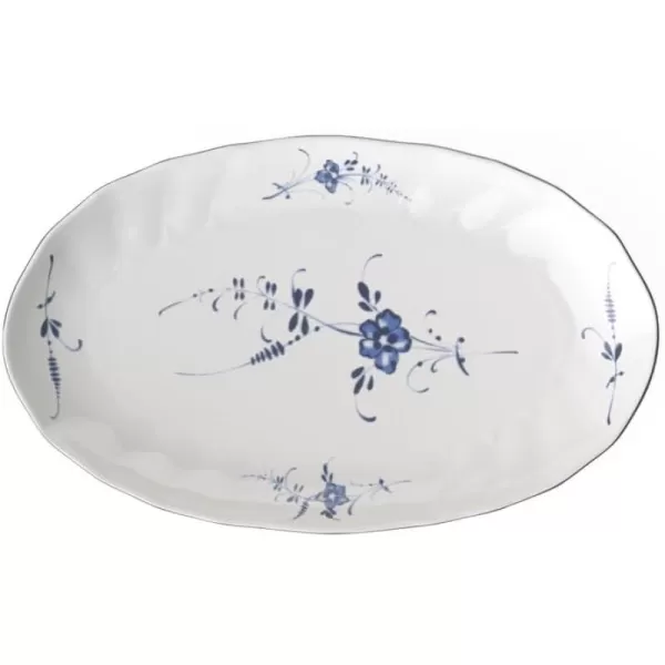 Villeroy &amp; Boch Vieux Luxembourg Pickle Dish, 9.5 in, White/Blue