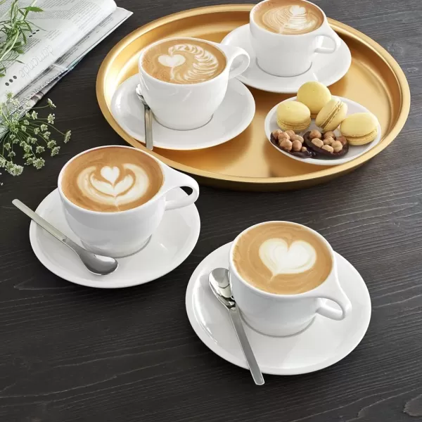Coffee Passion Café Au Lait Cup &amp; Saucer Set by Villeroy &amp; Boch - Premium Porcelain - Made in Germany - Dishwasher and Microwave Safe - 12.75 Ounce Capacity