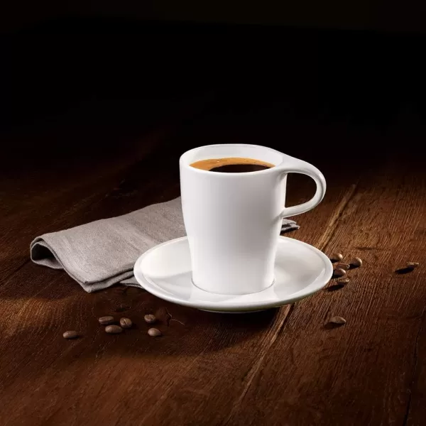 Coffee Passion Coffee Mug &amp; Saucer Set by Villeroy &amp; Boch - Premium Porcelain - Made in Germany - Dishwasher and Microwave Safe - 13 Ounce Capacity