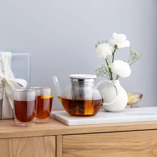 Villeroy &amp; Boch Artesano Hot Beverages Teapot with Strainer : Medium, 33.75 oz, Crystal Glass, Clear