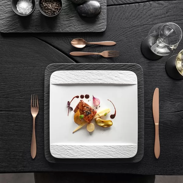 Villeroy &amp; Boch Manufacture Rock Blanc Rectangular Serving Platter White for Meat, Fish and Vegetables, Premium Porcelain, 35X18X1,5CM