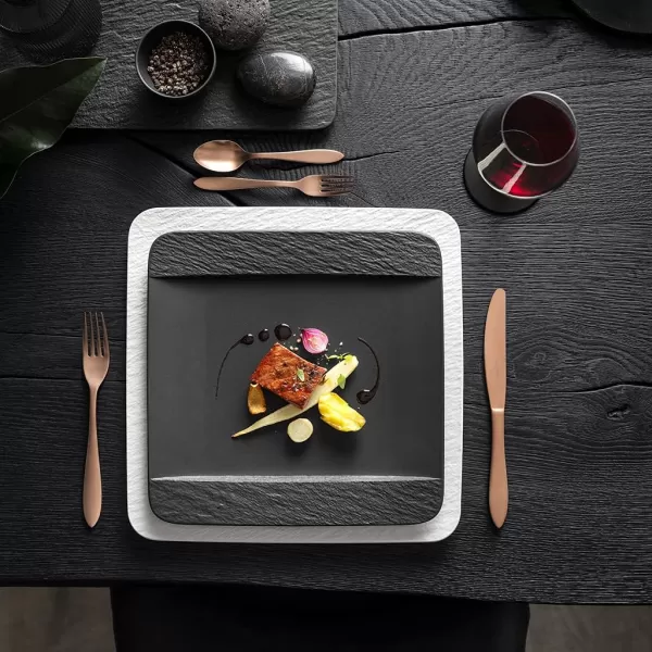 Villeroy &amp; Boch Manufacture Rock Blanc Rectangular Serving Platter White for Meat, Fish and Vegetables, Premium Porcelain, 35X18X1,5CM