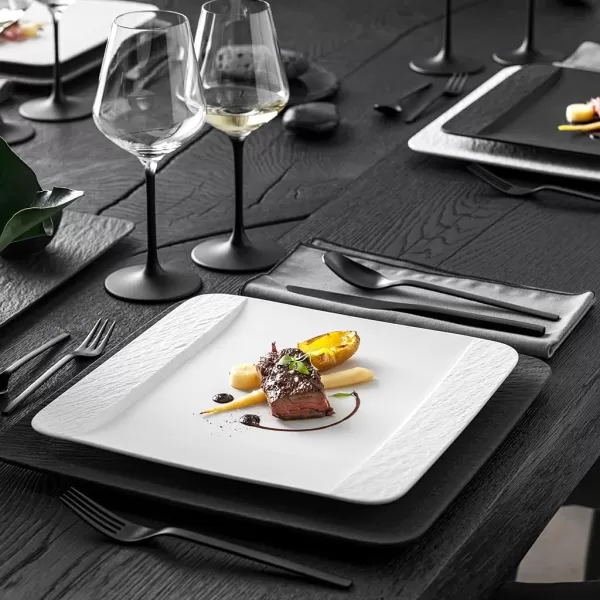 Villeroy &amp; Boch Manufacture Rock Blanc Rectangular Serving Platter White for Meat, Fish and Vegetables, Premium Porcelain, 35X18X1,5CM