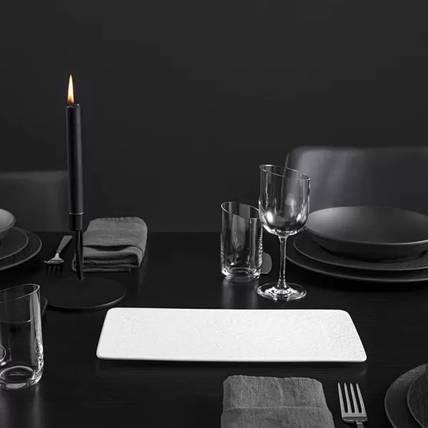 Villeroy &amp; Boch Manufacture Rock Blanc Rectangular Serving Platter White for Meat, Fish and Vegetables, Premium Porcelain, 35X18X1,5CM