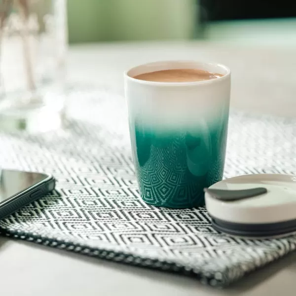 Villeroy &amp; Boch like To Go mug green, 2 pieces, 350 ml, premium porcelain/silicone, green