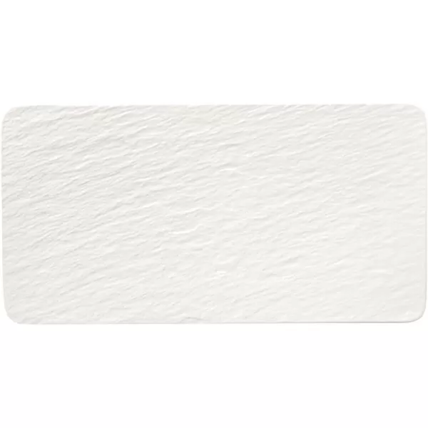 Villeroy &amp; Boch Manufacture Rock Blanc Rectangular Serving Platter White for Meat, Fish and Vegetables, Premium Porcelain, 35X18X1,5CM