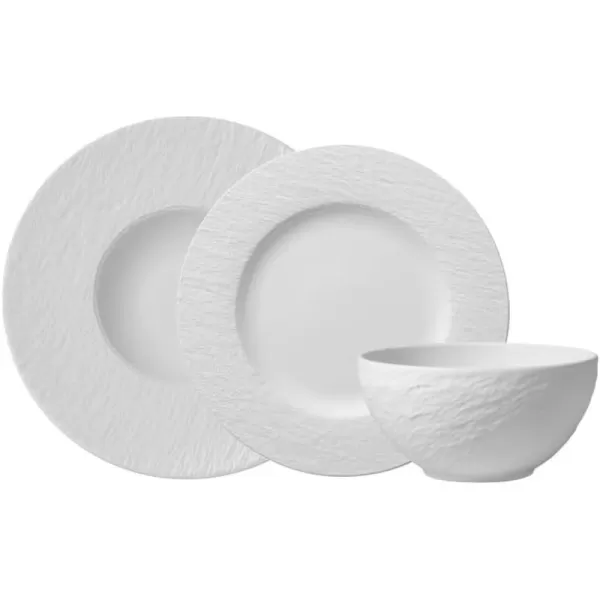 Villeroy &amp; Boch Manufacture Rock Blanc Starter 6 pcs, Premium Porcelain Crockery Set, Pasta Dinner Plate, 2X Dish, White