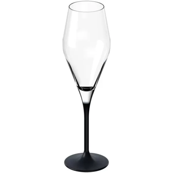 Villeroy &amp; Boch Manufacture Rock Set of 4 Elegant Crystal Glass Champagne Flutes Dishwasher Safe Black