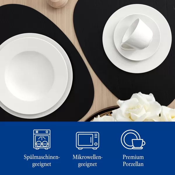 Villeroy &amp; Boch Twist Plate 6 People 12-Pieces Elegant Premium Porcelain Crockery Set White Dishwasher Safe