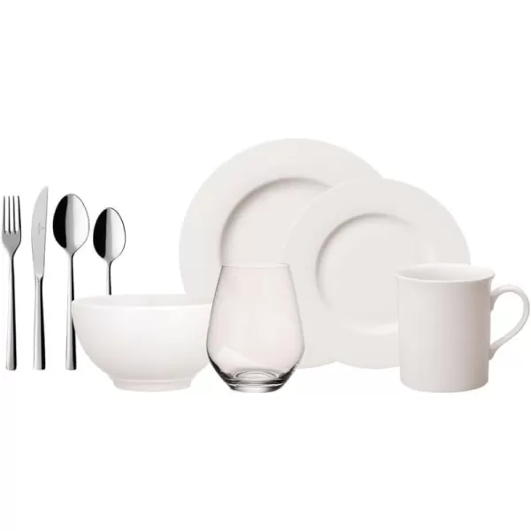 Villeroy &amp; Boch Twist Plate 6 People 12-Pieces Elegant Premium Porcelain Crockery Set White Dishwasher Safe