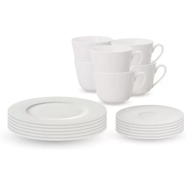 Villeroy &amp; Boch Twist Plate 6 People 12-Pieces Elegant Premium Porcelain Crockery Set White Dishwasher Safe