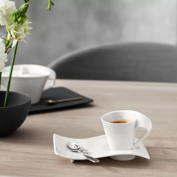 Villeroy &amp; Boch NewWave Cafe Saucer Plate, 6.5 x 5 x1 in, Premium Porcelain, White)