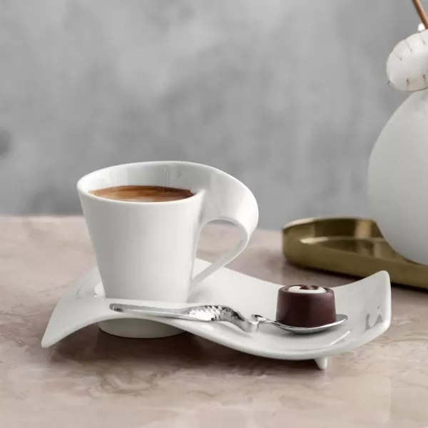 Villeroy &amp; Boch NewWave Cafe Saucer Plate, 6.5 x 5 x1 in, Premium Porcelain, White)