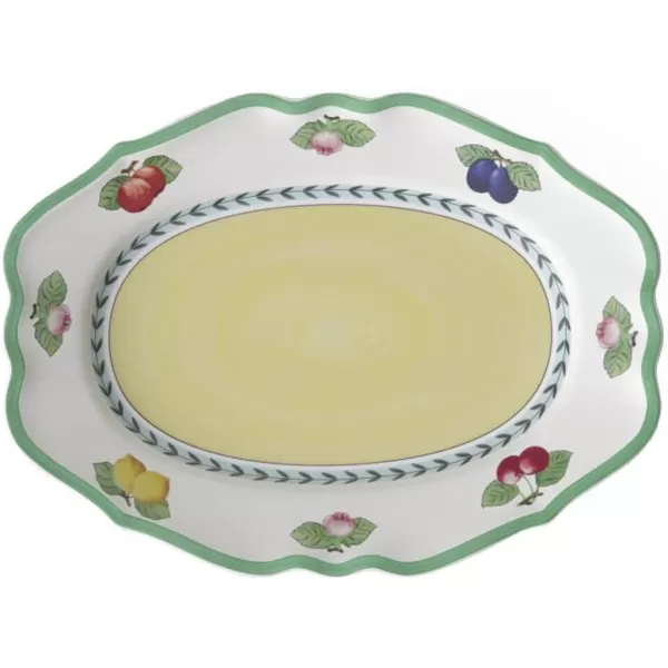 Villeroy &amp; Boch Porcelain French Garden Fleurence Oval Platter, 14.5 in, White/Multicolored