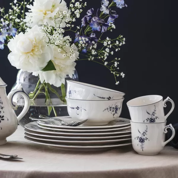 Villeroy &amp; Boch Vieu x Lu x Embourg Dessert, Bowl Maofof Premium Porcelain with Filigree Relief in Classic Royal Blue, 13 cm