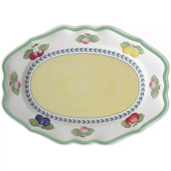 Villeroy &amp; Boch Porcelain French Garden Fleurence Oval Platter, 14.5 in, White/Multicolored